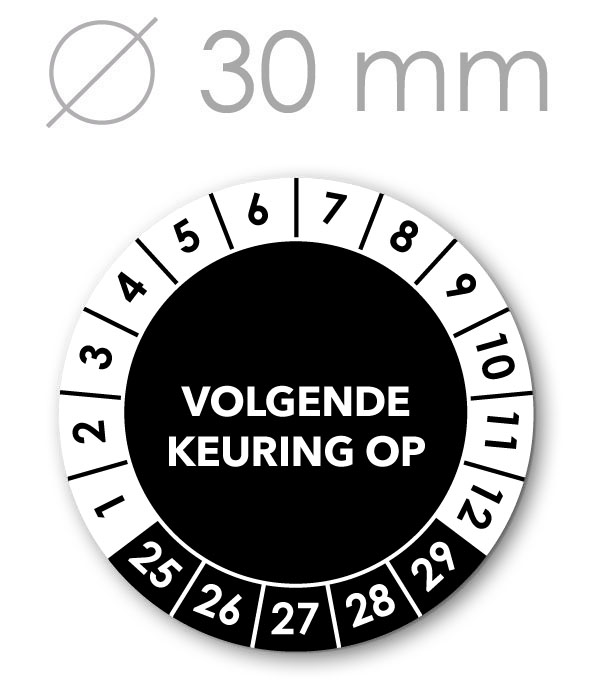 Volgende Keuring tot 5 jaargangen 30 mm WIT